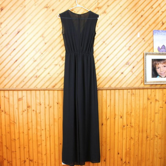 Eclipse Faux Wrap Jumpsuit Sash Waist Lined Small Black Sleeveless Formal D153 - Picture 4 of 9